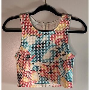 Just‎ Me Crop Top Women's S White Blue Pink Colorful Boutique Zip Shirt Ladies